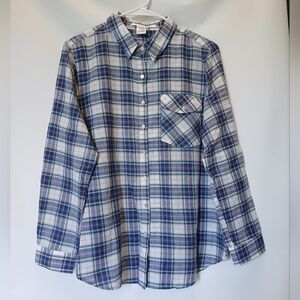 Ellison Eillison Eillison Womens Shirt Size L Color Aqua Pink Blue Plaid